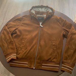 Cozy Brown Suede Full Zipper Hoodie